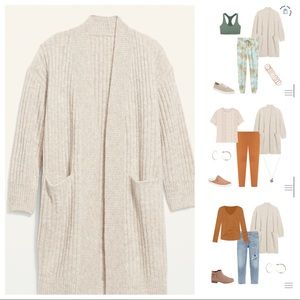 Old Navy Slouchy Rib Knit Long Line Open Front Cardigan Sweater size M